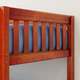 HOTSHOT CS : Bunk Bed Classic Low Twin Bunk Bed with Straight Ladder on Front, Chestnut Slats