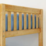 HOTSHOT NS : Bunk Bed Classic Low Twin Bunk Bed with Straight Ladder on Front, Natural Birch Slats