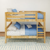 HOTSHOT NS : Bunk Bed Classic Low Twin Bunk Bed with Straight Ladder on Front, Natural Birch Slats