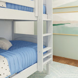 HOTSHOT WP : Classic Bunk Beds Twin Low Bunk Bed with Straight Ladder on Front, Panel, White