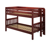 HOTSHOT XL 1 CS : Classic Bunk Beds Low Bunk Bed XL w/ Straight Ladder on End (Low/Low), Slat, Chestnut