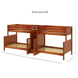 INFLATION CP : Multiple Bunk Beds Twin over Full Quadruple Bunk Bed with Stairs, Panel, Chestnut
