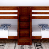 INFLATION CS : Multiple Bunk Beds Twin over Full Quadruple Bunk Bed with Stairs, Slat, Chestnut