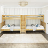 INFLATION NS : Multiple Bunk Beds Twin over Full Quadruple Bunk Bed with Stairs, Slat, Natural
