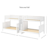 INFLATION WP : Multiple Bunk Beds Twin over Full Quadruple Bunk Bed with Stairs, Panel, White