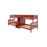 INFLATION XL CS : Multiple Bunk Beds Twin XL over Full XL Quadruple Bunk Bed with Stairs, Slat, Chestnut