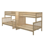 INFLATION XL NS : Multiple Bunk Beds Twin XL over Full XL Quadruple Bunk Bed with Stairs, Slat, Natural