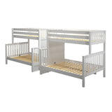 INFLATION XL WS : Multiple Bunk Beds Twin XL over Full XL Quadruple Bunk Bed with Stairs, Slat, White