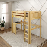 JIBJAB15 NP : Storage & Study Loft Beds Twin High Loft Bed + Corner Desk, Panel, Natural