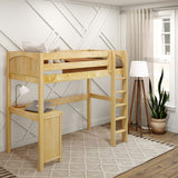 JIBJAB15 NP : Storage & Study Loft Beds Twin High Loft Bed + Corner Desk, Panel, Natural