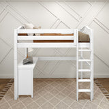 JIBJAB15 WC : Storage & Study Loft Beds Twin High Loft Bed + Corner Desk, Curve, White