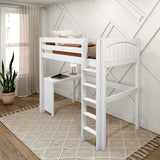 JIBJAB15 WP : Storage & Study Loft Beds Twin High Loft Bed + Corner Desk, Panel, White