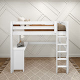 JIBJAB15 WP : Storage & Study Loft Beds Twin High Loft Bed + Corner Desk, Panel, White