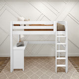 JIBJAB15 WS : Storage & Study Loft Beds Twin High Loft Bed + Corner Desk, Slat, White