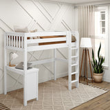 JIBJAB15 WS : Storage & Study Loft Beds Twin High Loft Bed + Corner Desk, Slat, White
