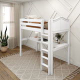 JIBJAB1 WC : Storage & Study Loft Beds Twin High Loft Bed with Straight Ladder + Desk, Curve, White