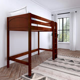 JIBJAB CP : Standard Loft Beds Twin High Loft Bed with Straight Ladder on Front, Panel, Chestnut