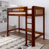 JIBJAB CS : Standard Loft Beds Twin High Loft Bed with Straight Ladder on Front, Slat, Chestnut