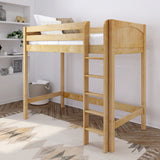 JIBJAB NP : Standard Loft Beds Twin High Loft Bed with Straight Ladder on Front, Panel, Natural