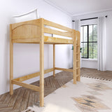 JIBJAB NP : Standard Loft Beds Twin High Loft Bed with Straight Ladder on Front, Panel, Natural