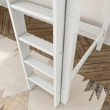 JIBJAB WP : Standard Loft Beds Twin High Loft Bed with Straight Ladder on Front, Panel, White