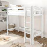 JIBJAB WS : Standard Loft Beds Twin High Loft Bed with Straight Ladder on Front, Slat, White