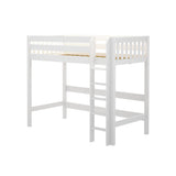 JIBJAB XL WS : Standard Loft Beds Twin XL High Loft Bed with Straight Ladder on Front, Slat, White