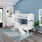 JINX WC : Play Bunk Beds Twin High Bunk Bed with Slide Platform, Curve, White