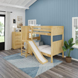 JINX XL NP : Play Bunk Beds Twin XL High Bunk Bed with Slide Platform, Panel, Natural