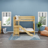 JINX XL NP : Play Bunk Beds Twin XL High Bunk Bed with Slide Platform, Panel, Natural