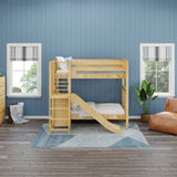 JINX XL NS : Play Bunk Beds Twin XL High Bunk Bed with Slide Platform, Slat, Natural