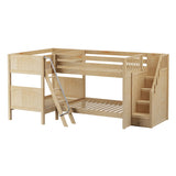 JOINT NP : Multiple Bunk Beds Full Medium Corner Bunk Bed with Ladder + Stairs - R, Panel, Natural