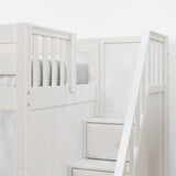 JOINT WP : Multiple Bunk Beds Full Medium Corner Bunk Bed with Ladder + Stairs - R, Panel, White