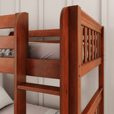 JOLLY CS : Play Bunk Beds Twin Medium Bunk Bed with Slide and Straight Ladder on Front, Slat, Chestnut