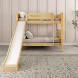 JOLLY NP : Play Bunk Beds Twin Medium Bunk Bed with Slide and Straight Ladder on Front, Panel, Natural