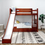 JOLLY TR CP : Play Bunk Beds Twin Medium Bunk Bed with Slide and Trundle Bed, Panel, Chestnut