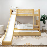 JOLLY TR NP : Play Bunk Beds Twin Medium Bunk Bed with Slide and Trundle Bed, Panel, Natural