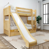 JOLLY TR NP : Play Bunk Beds Twin Medium Bunk Bed with Slide and Trundle Bed, Panel, Natural