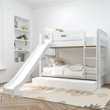 JOLLY TR WS : Play Bunk Beds Twin Medium Bunk Bed with Slide and Trundle Bed, Slat, White