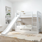 JOLLY TR WS : Play Bunk Beds Twin Medium Bunk Bed with Slide and Trundle Bed, Slat, White