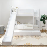 JOLLY TR WS : Play Bunk Beds Twin Medium Bunk Bed with Slide and Trundle Bed, Slat, White