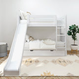 JOLLY TR WS : Play Bunk Beds Twin Medium Bunk Bed with Slide and Trundle Bed, Slat, White