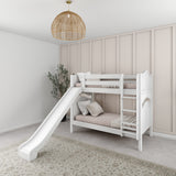 JOLLY WC : Play Bunk Beds Twin Medium Bunk Bed with Slide and Straight Ladder on Front, Curve, White