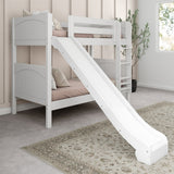 JOLLY WP : Play Bunk Beds Twin Medium Bunk Bed with Slide and Straight Ladder on Front, Panel, White