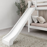 JOLLY WP : Bunk Bed Classic Mid Twin Bunk Bed with Slide and Straight Ladder on Front, Classic White Panel