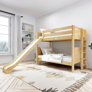 JOLLY XL 1 WS : Play Bunk Beds Twin XL Medium Bunk Bed with Slide, Slat, White