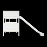 JOLLY XL 1 WP : Play Bunk Beds Twin XL Medium Bunk Bed with Slide, Panel, White