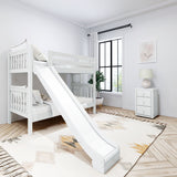 JOLLY XL 1 WS : Play Bunk Beds Twin XL Medium Bunk Bed with Slide, Slat, White