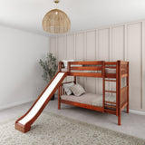 JOLLY XL CS : Play Bunk Beds Twin XL Medium Bunk Bed with Slide and Straight Ladder on Front, Slat, Chestnut
