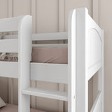 JOLLY XL WP : Play Bunk Beds Twin XL Medium Bunk Bed with Slide and Straight Ladder on Front, Panel, White